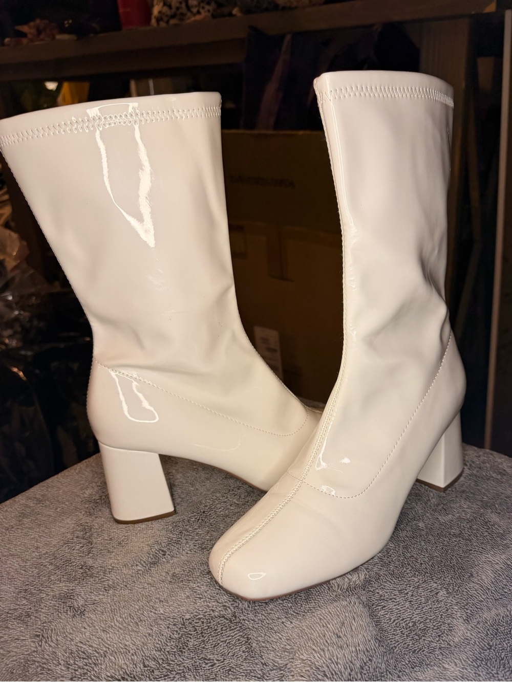 Patent Mid-Calf Boots